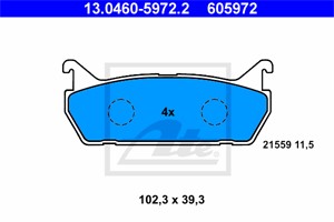 Jarrupalasarja, levyjarru, Taka-akseli, DAIHATSU,MAZDA,SUZUKI, 04492-87101-000, 04492-87102-000, 55800-62G01, 55800-62G11, BWYH-26-43Z,