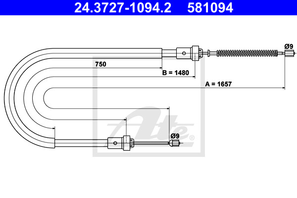 Cable, parking brake ATE 24.3727-1094.2