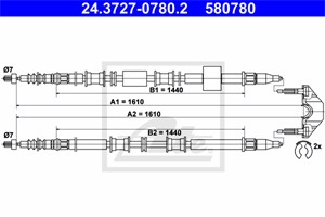 Vaijeri, käsijarru, Takana, OPEL MERIVA A Minibus, minivan, VAUXHALL MERIVA Mk I, 5 22 012, 93 318 894