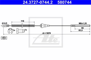 Vaijeri, käsijarru, Taakse, oikea, CHEVROLET,OPEL,VAUXHALL, 5 22 614, 5 22 642, 90445986, 90538699
