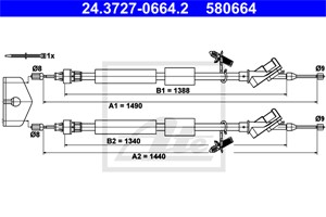 Vaijeri, käsijarru, Takana, FORD FOCUS II, FOCUS Sedan II, FOCUS Skåp / kombi II, FOCUS Turnier II, 1431308, 1492822, 1525803, 3M51-2A60
