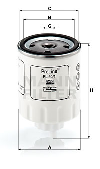 Polttoainesuodatin MANN-FILTER PL 50/1