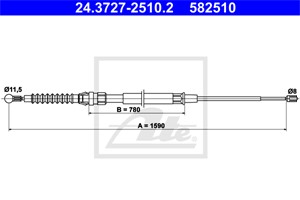 Vaijeri, käsijarru, Takana, SKODA SUPERB II, 3T0 609 721 A, 3T0 609 721