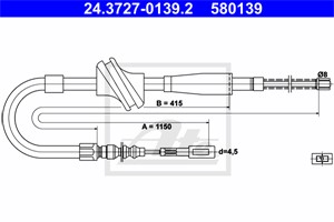 Vaijeri, käsijarru, Taakse, oikea, AUDI 80, 90, COUPE, 811 609 722 A, 811 609 722 B, 811 609 722 D, 811 609 722 E