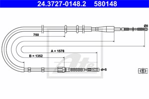 Vaijeri, käsijarru, Takana, AUDI 80, 80 Avant, 8A0 609 721 AE, 8A0 609 721 S