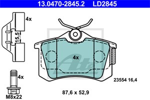 Jarrupalasarja, levyjarru, Taka-akseli, RENAULT, 44 06 003 64R, 44 06 024 66R, 44 06 058 39R, 44 06 061 33R, 44 06 079 60R, 44 06 613 32