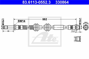 Jarruletku, Etuakseli, VW, 7H8 611 701 A, 7H8 611 701 B, 7H8 611 701