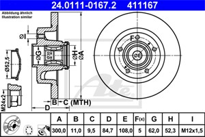 Jarrulevy, Taka-akseli, RENAULT VEL SATIS, 77 01 206 924, 82 00 018 407, 82 00 663 193, 86 71 018 264, 86 71 019 319