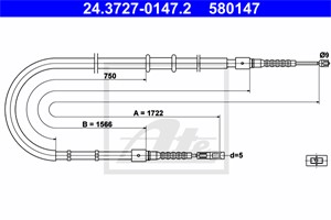Vaijeri, käsijarru, Takana, AUDI 80, 80 Avant, 8A0 609 721 AF, 8A0 609 721 T