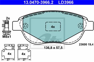 Jarrupalasarja, levyjarru, Etuakseli, CITROËN,PEUGEOT, 16 111 407 80, 4252 22, 4252 35, 4252 50, 4253 31, 4253 39, 4253 70, 4253 85, 425