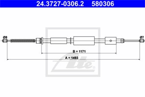 Vaijeri, käsijarru, Taakse, oikea, CITROËN ZX, PEUGEOT 306 Cabriolet, 4745 G1, 96 032 564