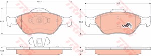 Jarrupalasarja, levyjarru, Etuakseli, FORD,FORD USA,MAZDA, 1101462, 1101463, 1101464, 1128463, 1145299, 1206064, 1236880, 1355950, 13598