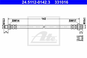 Jarruletku, Taka-akseli, Jarrusatulassa, ABARTH,ALFA ROMEO,FIAT,OPEL,VAUXHALL, 13251589, 13267285, 13363236, 5 62 246, 5 62 274, 5 62 45