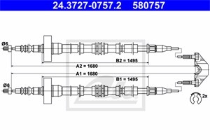 Vaijeri, käsijarru, Takana, OPEL ZAFIRA A Minibus, minivan, VAUXHALL ZAFIRA Mk I, 24425112, 5 22 002, 5 22 004, 9223133