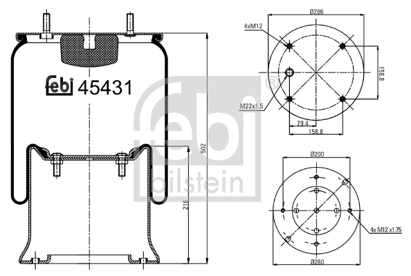 Metallipalje, ilmajousitus FEBI BILSTEIN 45431