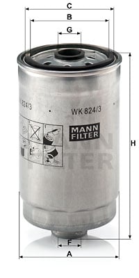 Polttoainesuodatin MANN-FILTER WK 824/3