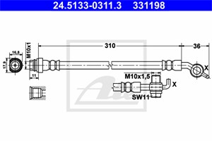 Jarruletku, Taka-akseli, Takana, Taka-akseli, oikea, FORD,VOLVO, 1380834, 1436637, 1452069, 1487147, 1510213, 30793063, 31261708, 313050