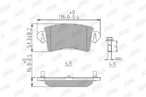 Jarrupalasarja, levyjarru, Taka-akseli, NISSAN,OPEL,RENAULT,VAUXHALL, 1605982, 4403467, 4406000QAE, 44060-00QAE, 4501146, 7701 206 763,