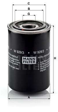 Öljynsuodatin MANN-FILTER W 929/3