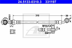 Jarruletku, Taka-akseli, Takana, Taka-akseli, vasen, FORD,VOLVO, 1380835, 1436638, 1452070, 1487148, 1510215, 30793064, 30793956, 312617