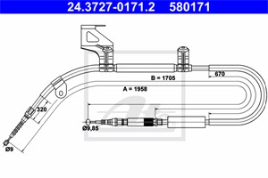 Vaijeri, käsijarru, Taakse, vasen, AUDI A6, A6 Avant, 4B0 609 721 D, 4B0 609 721 J, 4B0 609 721 K, 4B0 609 721 L, 4B0 609 721 M, 4B0 609
