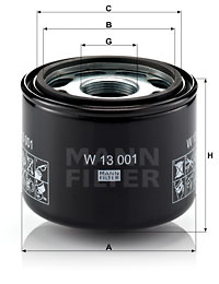 Suodatin, työhydrauliikka MANN-FILTER W 13 001