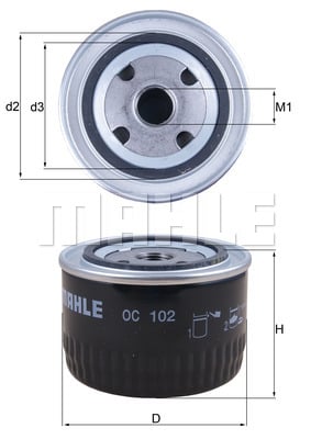 Öljynsuodatin MAHLE ORIGINAL OC 102