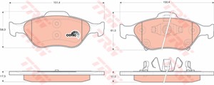 Jarrupalasarja, levyjarru, Etuakseli, DAIHATSU CHARADE, TOYOTA RACTIS, VERSO S, YARIS, 04465-0D050, 04465-0D050-000, 04465-0D120