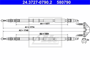 Vaijeri, käsijarru, Takana, OPEL ZAFIRA / ZAFIRA FAMILY B, ZAFIRA B Skåp/stor limousine, VAUXHALL ZAFIRA Mk II, 13157064, 13237275, 1334