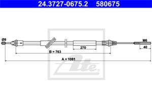 Vaijeri, käsijarru, Edessä, FORD MAVERICK, 4531049, 4548078, 4660149, 4691068, 5L84-2853-AB, 5L84-2853-BB