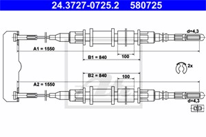 Vaijeri, käsijarru, Takana, OPEL,VAUXHALL, 24404062, 5 22 527, 5 22 575, 5 22 578, 5 22 592, 90222437, 90335547, 90374841