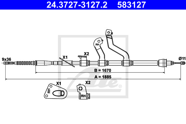 Käsijarruvaijeri ATE 24.3727-3127.2
