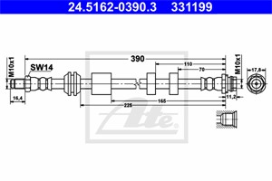 Jarruletku, Etuakseli, FORD,VOLVO, 1379911, 1671020, 30683621, 30793630, 31305075, 6G91-2078-AB, 6G91-2078-AD