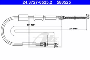 Vaijeri, käsijarru, Taakse, oikea, FIAT PUNTO, PUNTO Cabriolet, PUNTO Van, 7747331