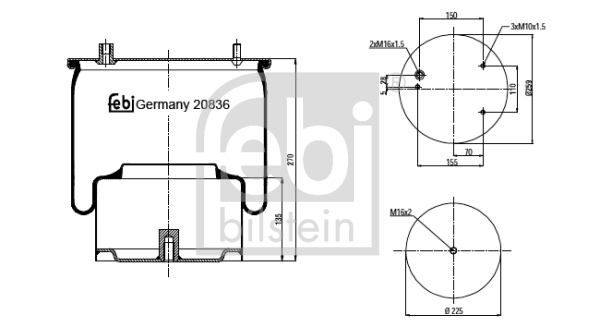 Metallipalje, ilmajousitus FEBI BILSTEIN 20836