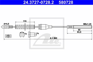 Vaijeri, käsijarru, Taakse, vasen, OPEL,VAUXHALL, 5 22 571, 5 22 587, 90193039, 90345528