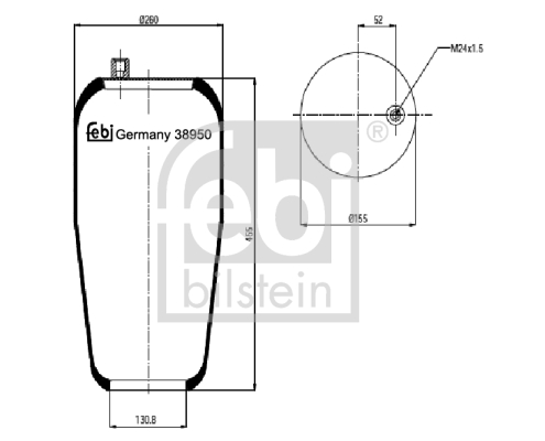 Metallipalje, ilmajousitus FEBI BILSTEIN 38950
