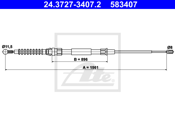Cable, parking brake ATE 24.3727-3407.2