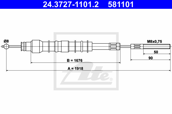 Cable, parking brake ATE 24.3727-1101.2