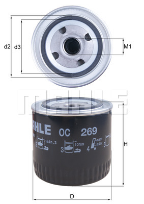 Öljynsuodatin MAHLE ORIGINAL OC 269