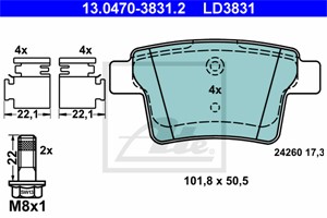 Jarrupalasarja, levyjarru, Taka-akseli, FORD MONDEO III, MONDEO Sedan III, MONDEO Turnier III, JAGUAR X-TYPE, X-TYPE Kombi, 1356392, 152