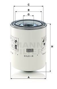 Suodatin, työhydrauliikka MANN-FILTER W 1374/9