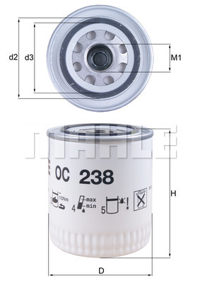 Öljynsuodatin MAHLE ORIGINAL OC 238
