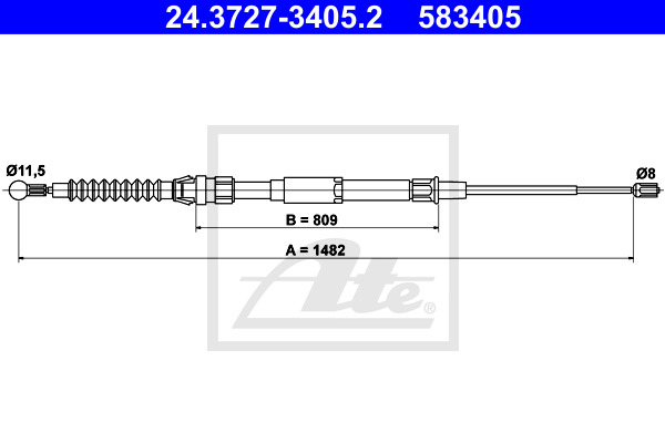 Cable, parking brake ATE 24.3727-3405.2