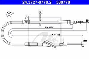 Vaijeri, käsijarru, Taakse, oikea, OPEL AGILA, VAUXHALL AGILA Mk I, 47 06 688, 9211155