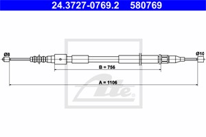 Vaijeri, käsijarru, Taakse, vasen, OPEL CORSA C, CORSA C Skåp/halvkombi, VAUXHALL CORSA Mk II, CORSAVAN Mk II, 24443834, 5 22 655