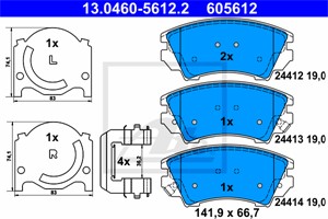 Jarrupalasarja, levyjarru, Etuakseli, CHEVROLET,OPEL,SAAB,VAUXHALL, 13237751, 16 05 232, 16 05 434, 22959104