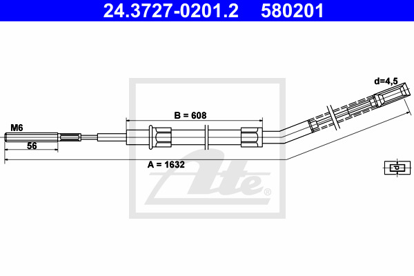 Cable, parking brake ATE 24.3727-0201.2