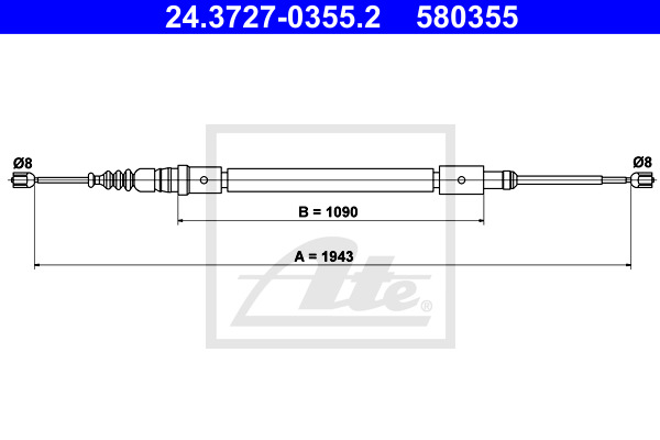 Cable, parking brake ATE 24.3727-0355.2