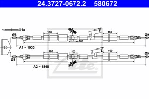 Vaijeri, käsijarru, Takana, FORD FOCUS II, KUGA I, 1501658, 1508017, 1534267, 1540884, 8V41-2A603-AD